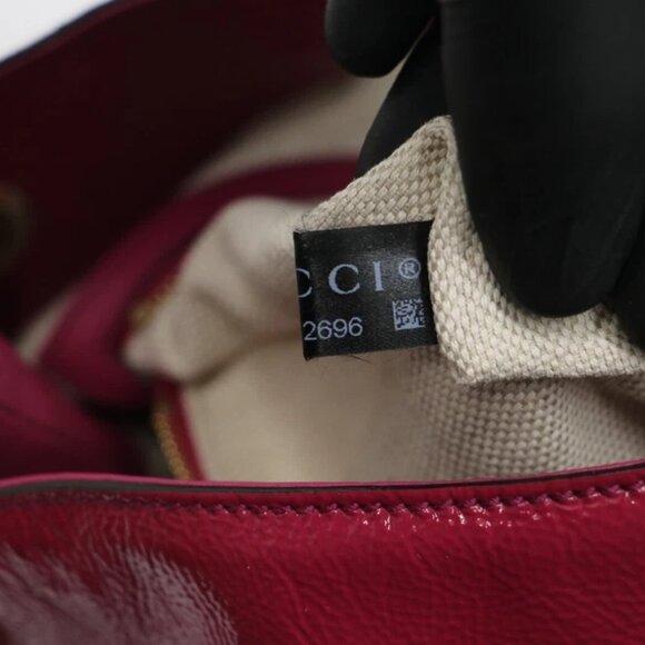 GUCCI Vernice Naplack Medium Soho Chain Shoulder Bag Bright Bouganville - Picture 13 of 14